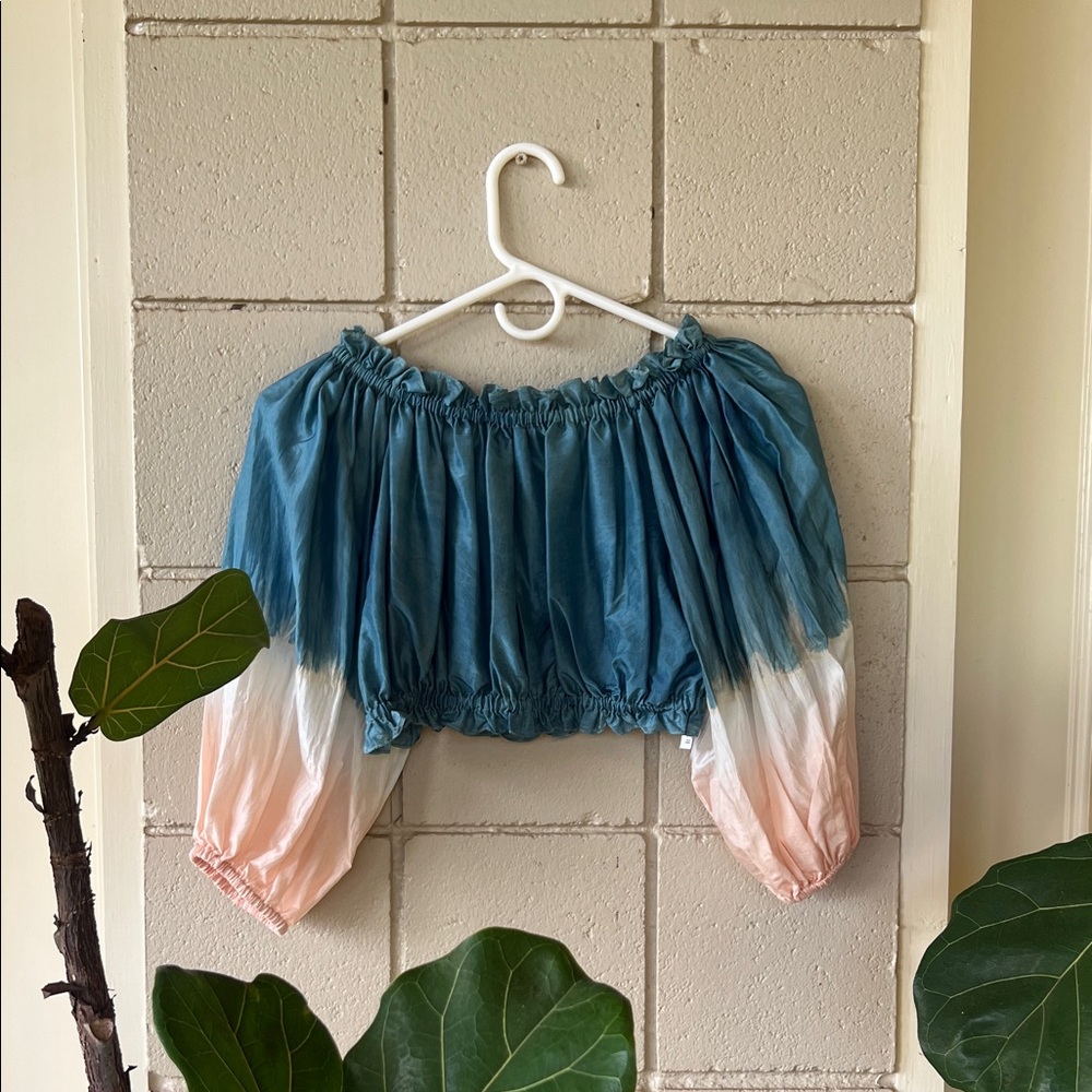 Cara Cara Silk Ombre Off-Shoulder Crop Top